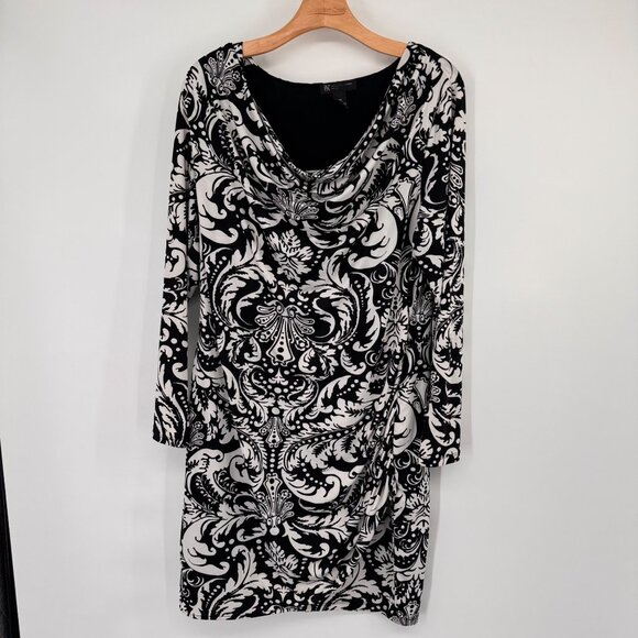 INC International Concepts Womens Black White Paisley Print Dress size 0X plus - Picture 7 of 13